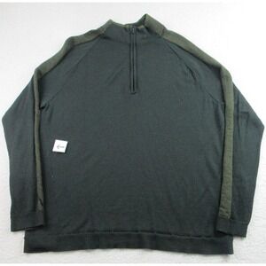 Smartwool Sweater‎ Mens XL Green Merino Wool Quarter Zip Pullover Raglan Outdoor